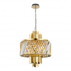 Lampy-sufitowe - ml0407 złota lampa wisząca kryształowa na 6 żarówek e14 margot eko-light
