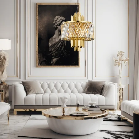 Lampy-sufitowe - ml0407 złota lampa wisząca kryształowa na 6 żarówek e14 margot eko-light 