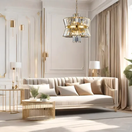 Lampy-sufitowe - ml0405 złota lampa wisząca kryształowy klosz 54cm 12xe14 aurelia eko-light 