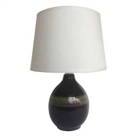 Lampki-nocne - elegancka lampka na stolik nocny czarno-kremowa roma e14 black 03206 ideus 