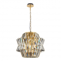 Lampy-sufitowe - ml0401 kryształowy żyrandol złoty 54cm 12xe14 crown eko-light