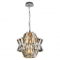 Lampy-sufitowe - ml0400 lampa wisząca chromowa kryształ 4xe14 crown eko-light