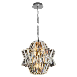 Lampy-sufitowe - ml0400 lampa wisząca chromowa kryształ 4xe14 crown eko-light 