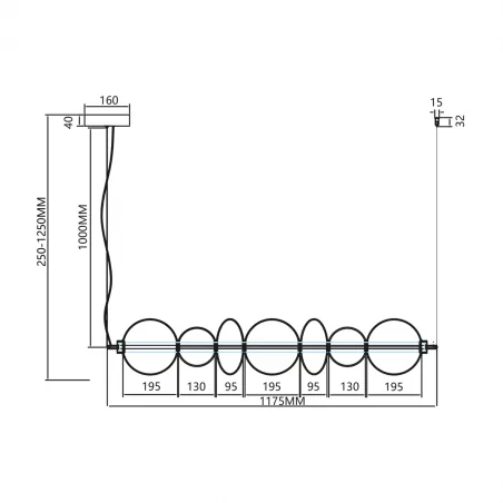 Lampy-sufitowe - ml0348 nietuzinkowa lampa wisząca led 40w - listwa 117cm 3000k daphne eko-light 