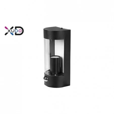 Kinkiety-ogrodowe - xd-qa101b nowoczesny czarny kinkiet e27 led ip44 pc pir lvt 