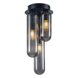 Lampy-sufitowe - ml0339 potrójne oświetlenie szklane czarne 3xg9 pax eko-light