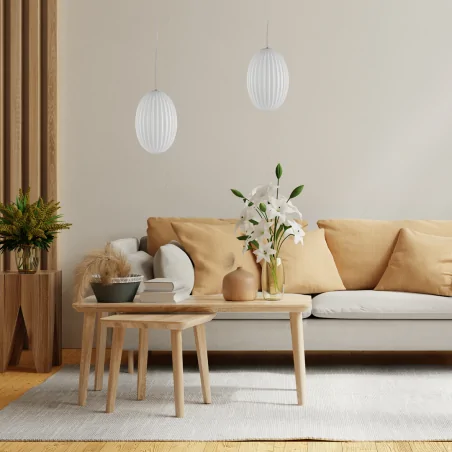 Lampy-sufitowe - ml0350 lampa wisząca biała 1xe27 30cm braga eko-light 