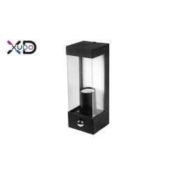 Kinkiety-ogrodowe - xd-qa101s nowoczesny czarny kinkiet e27 led ip44 pc z czujnikiem pir lvt 