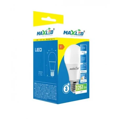 Zarowki-led - ciepła żarówka led 12w z dużym gwintem 3000k 1521lm e27 maxled 