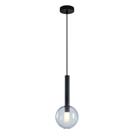 Lampy-sufitowe - ml0331 lampa wisząca czarna szklana kula 15cm 1xg9 niko eko-light 