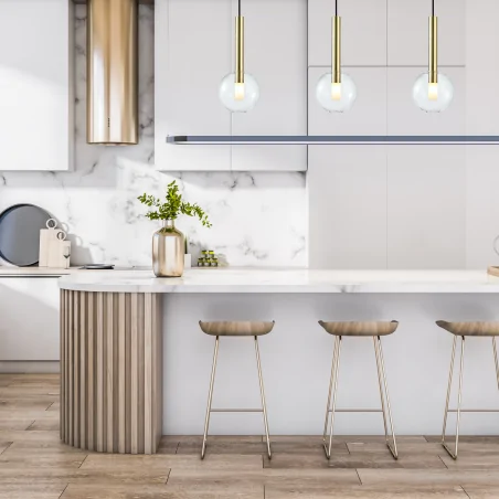 Lampy-sufitowe - ml0330 złota lampa wisząca szklana kula 1xg9 niko gold eko-light 