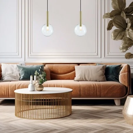 Lampy-sufitowe - ml0328 złota lampa wisząca szklana kula 20cm 1xg9 niko gold eko-light 