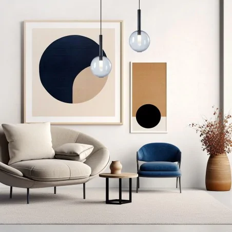 Lampy-sufitowe - ml0329 szklane oświetlenie wiszące czarne 1xg9 niko black eko-light 