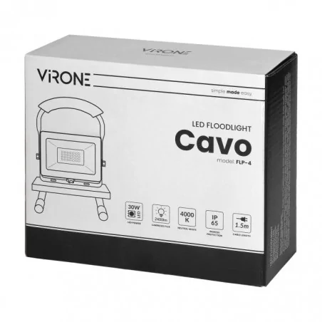 Naswietlacze-led-30w - naświetlacz led roboczy na statywie przenośny 30w ip65 przewód 1,5m 4000k cavo flp-4 orno 