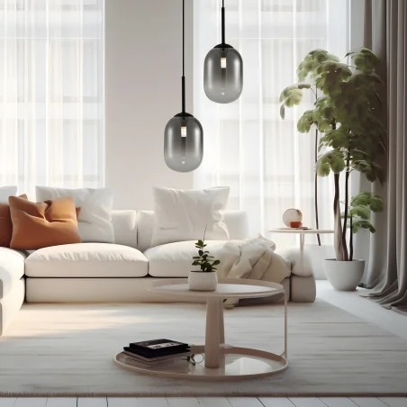 Lampy-sufitowe - ml0322 czarna lampa wisząca szklana 1xe14 fi 120 alias black eko-light 