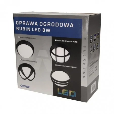 Oprawy-hermetyczne-led - or-op-6023lpmp3 plafon led ogrodowy czarny 8w 3000k ip54 540lm rubin orno 