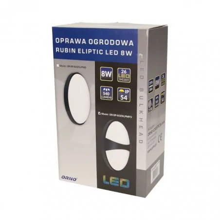 Oprawy-hermetyczne-led - or-op-6026lpmp3 plafon led ogrodowy czarny 8w 3000k ip54 rubin eliptic led orno 
