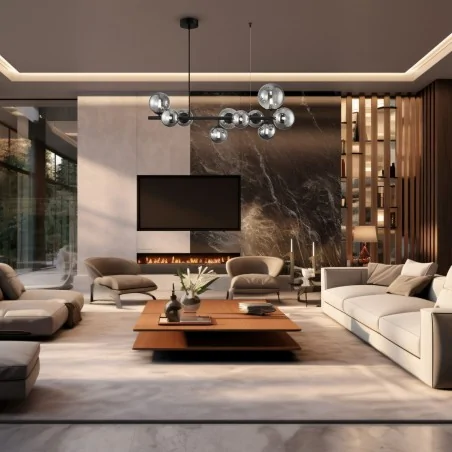 Lampy-sufitowe - ml0335 efektowna lampa wisząca loft czarna na 10 żarówek g9 mila eko-light 