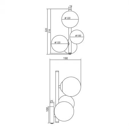 Kinkiety-do-salonu - ml0336 nowoczesny kinkiet czarny 3 szklane kule x g9 mila eko-light 