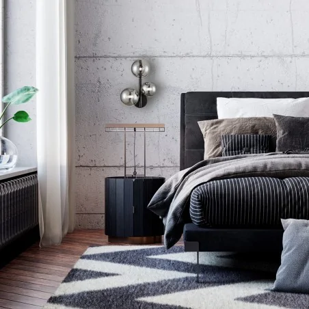 Kinkiety-do-salonu - ml0336 nowoczesny kinkiet czarny 3 szklane kule x g9 mila eko-light 