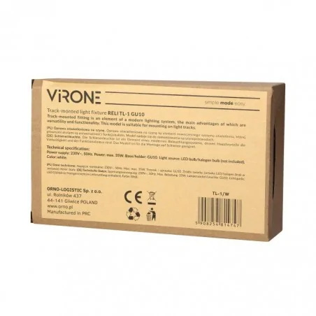 Oswietlenie-szynowe - oprawa oświetleniowa na szynę biała gu10 par16 reli tl-1/w virone 