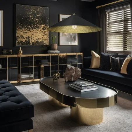 Lampy-sufitowe - mlp0647 oświetlenie wiszące ø90cm czarno-złote 1xe27 fuji eko-light 