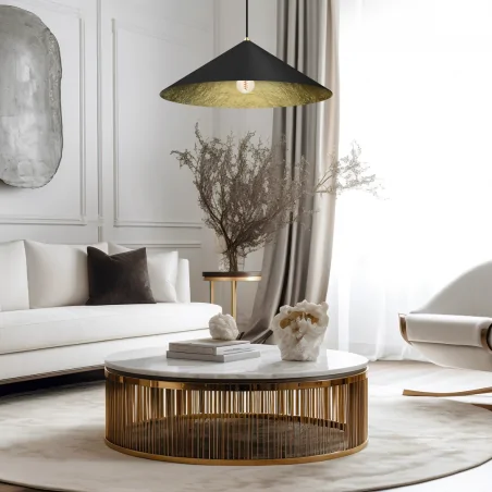 Lampy-sufitowe - mlp0646 lampa wisząca okrągła ø70cm czarno-złota 1xe27 fuji eko-light 