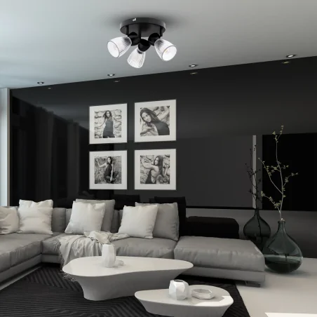 Lampy-sufitowe - ml9973 lampa sufitowa okrągła 20cm czarna 3xe14 best eko-light 