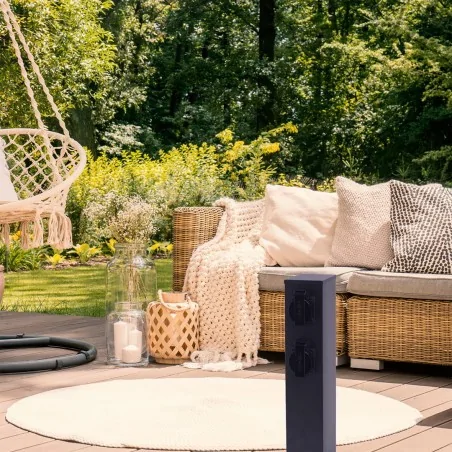 Slupki-ogrodowe - eko0432 czarny słupek ogrodowy 40cm 2 gniazda electric eko-light 