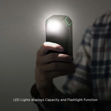 Baterie - powerbank o dużej pojemności 30000mah z latarką z ładowaniem solarnym i bezprzewodowym vt-33333 v-tac 