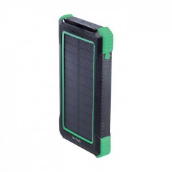 Baterie - czarno-zielony powerbank z ładowaniem solarnym i indukcyjnym 2xusb c+micro b 10000mah v-tac vt-11111