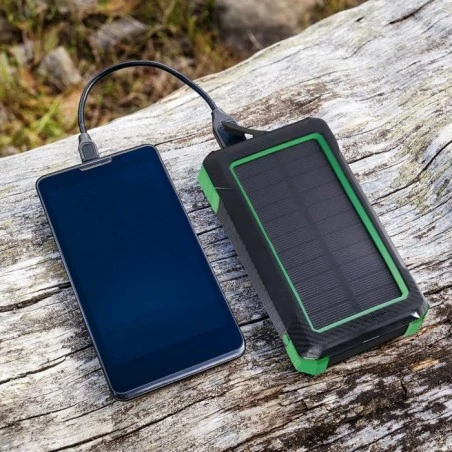 Baterie - czarno-zielony powerbank z ładowaniem solarnym i indukcyjnym 2xusb c+micro b 10000mah v-tac vt-11111 
