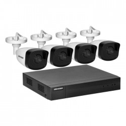 Wideodomofony - zestaw monitoringu z 4 kamerami tubowymi 4mpx oraz 4-kanałowym rejestratorem nvr ip67 ir ipkit-b4-4ch hikvision