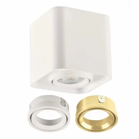 Oprawy-sufitowe - oprawa sufitowa natynkowa kwadratowa biały/złoty gu10 xeno 325402 polux-goldlux 