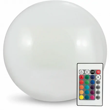 Lampy-kule-ogrodowe - lampa solarna do ogrodu kula na pilota 20cm z kolorowym światłem rgb 325365 polux-goldlux 