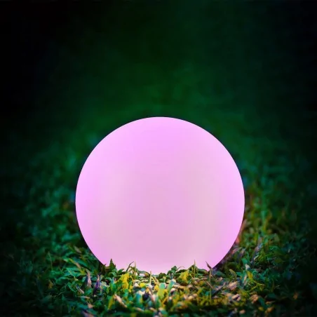 Lampy-kule-ogrodowe - lampa solarna do ogrodu kula na pilota 20cm z kolorowym światłem rgb 325365 polux-goldlux 