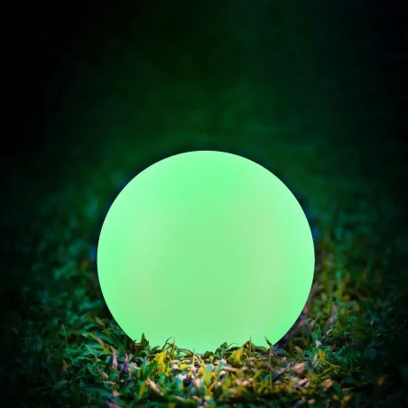 Lampy-kule-ogrodowe - lampa solarna do ogrodu kula na pilota 20cm z kolorowym światłem rgb 325365 polux-goldlux 