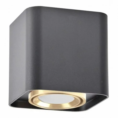 Oprawy-sufitowe - oprawa sufitowa natynkowa czarna ze złotym pierścieniem gu10 xeno 325396 polux-goldlux 