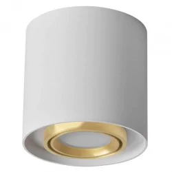 Oprawy-sufitowe - okrągła oprawa natynkowa biało-złota tuba gu10 xeno 325389 polux-goldlux