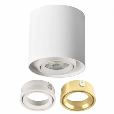 Oprawy-sufitowe - okrągła oprawa natynkowa biało-złota tuba gu10 xeno 325389 polux-goldlux 