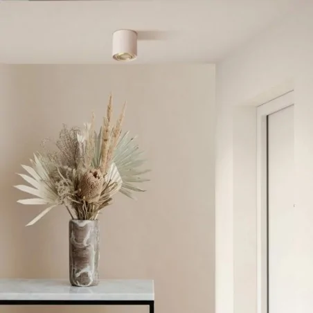 Oprawy-sufitowe - okrągła oprawa natynkowa biało-złota tuba gu10 xeno 325389 polux-goldlux 