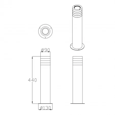 Slupki-ogrodowe - 324009 słupek ogrodowy 44cm czarny na żarówkę e27 rino goldlux 