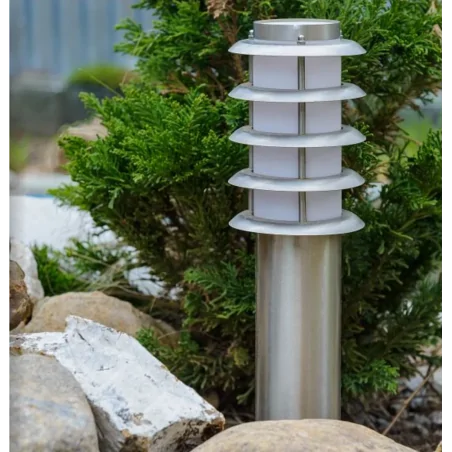 Slupki-ogrodowe - 204547 słupek ogrodowy 100cm satynowy 1xe27 serena goldlux 