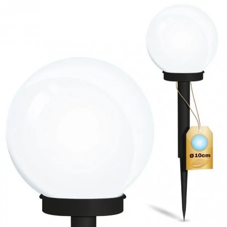 Lampy-solarne - lampka solarna ogrodowa led kula 10cm wbijana w ziemię na czarnej nóżce atris lumiled 