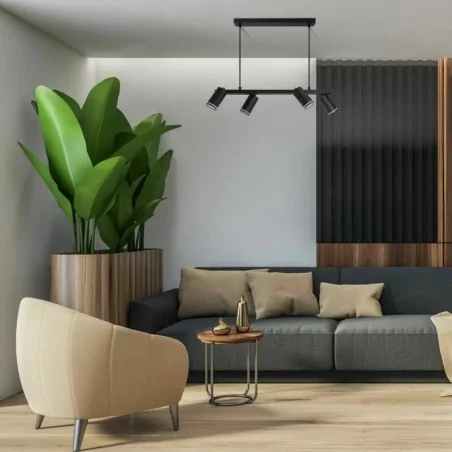 Lampy-sufitowe - lampa wisząca sufitowa poczwórna w kolorze czarnym 4xgu10 paris 325358 polux 