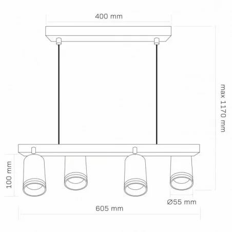 Lampy-sufitowe - lampa wisząca sufitowa poczwórna w kolorze czarnym 4xgu10 paris 325358 polux 