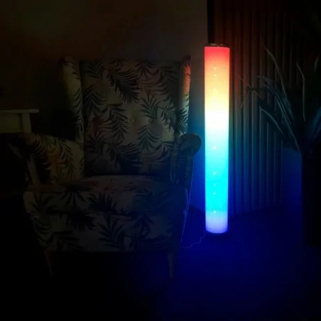 Lampy-stojace - stylowa lampa podłogowa led rgb z pilotem z funkcją świecenia w rytm muzyki max.12w stella 325341 polux-goldlux 