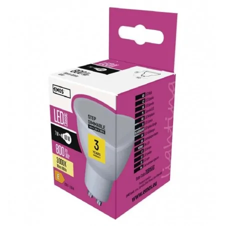 Gwint-trzonek-gu10 - zq8155s żarówka led classic mr16 gu10 7 w ciepła biel ściemnialna emos 