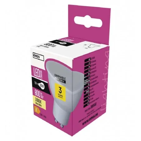 Gwint-trzonek-gu10 - zq8155d żarówka led classic mr16 gu10 7 w ciepła biel ściemnialna emos 
