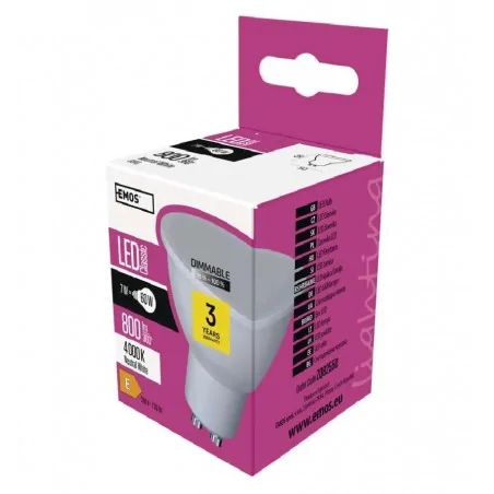 Gwint-trzonek-gu10 - zq8255d żarówka led classic mr16 gu10 7w neutralna biel ściemnialna emos 